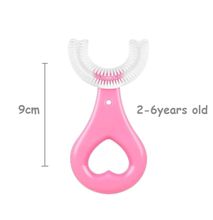 Kids Toothbrush Silicone U-shaped Children Toothbrush Manual U Shaped Toothbrush For Babies 2-6 Yrs (Pink)